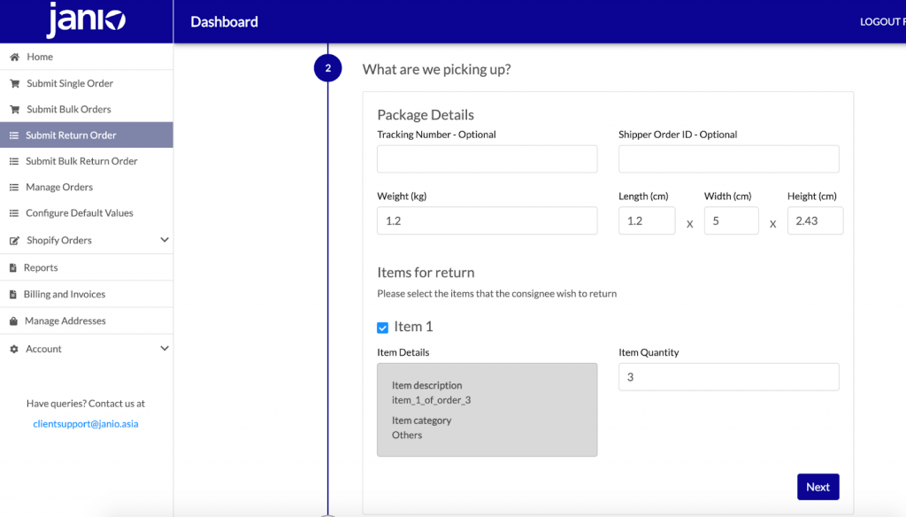 Input or Check the Details of the Return Order
