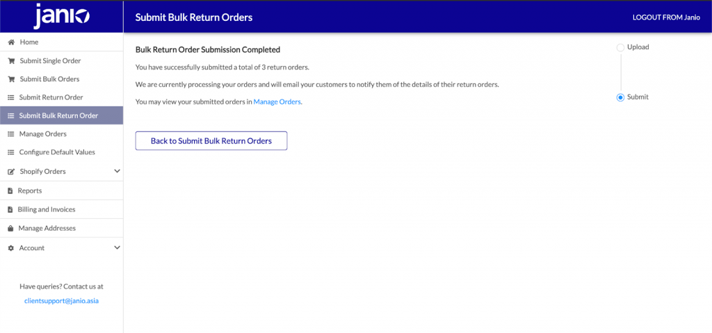 Product Guide Create Bulk Returns Orders