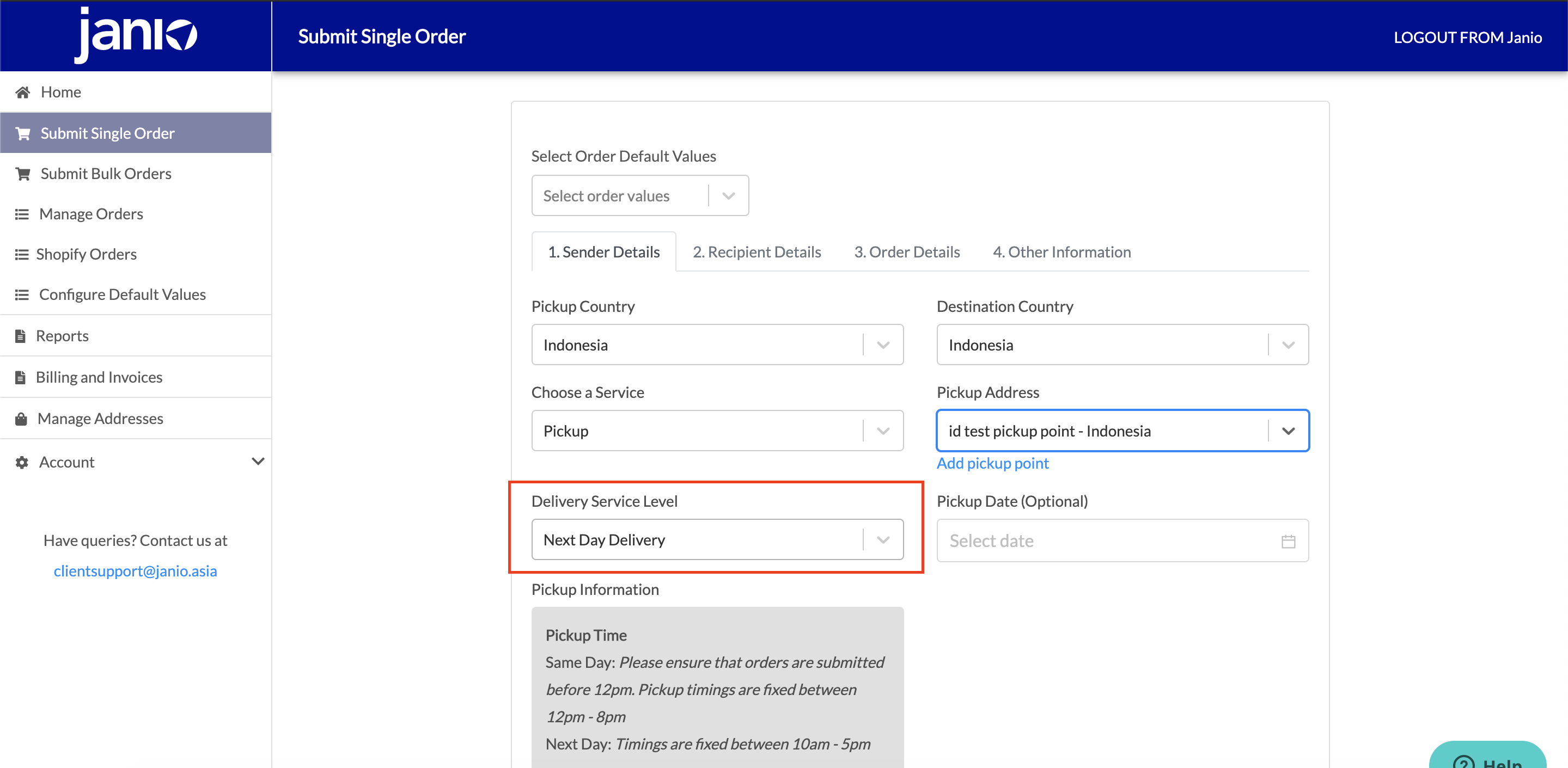 Janio Domestic Next Day Delivery in Indonesia Guide